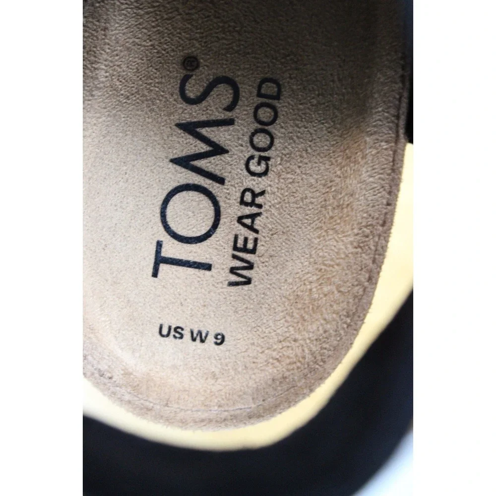 Toms Womens Heeled Sandals Size 9 Black Woven Ankle Strap Block Heel Open Toe